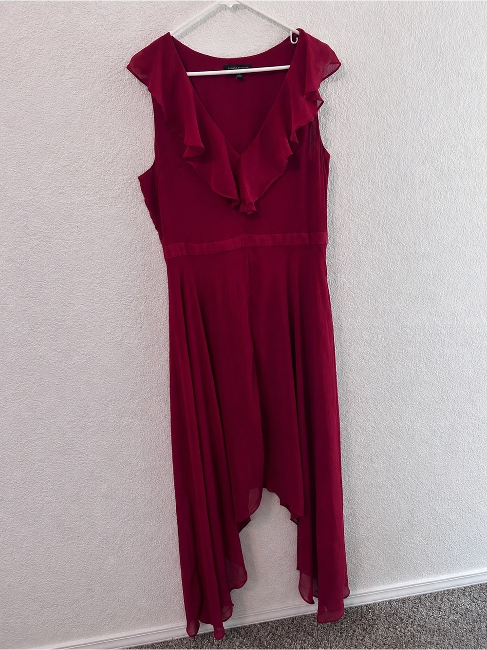 Banana Republic Burgundy Ruffle High Low Chiffon Autumn Wedding Guest Dress 14